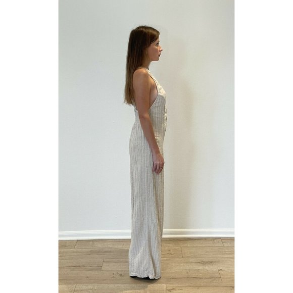 Rip Curl Surf Shack Stripe Beige Button Up Jumpsuit S - Picture 6 of 6